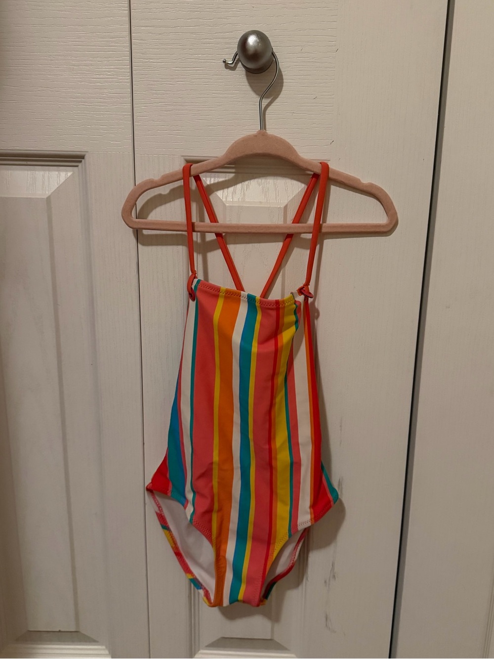 Girls' Multicolor Stripe One-Piece Swimsuit - Bright Rainbow